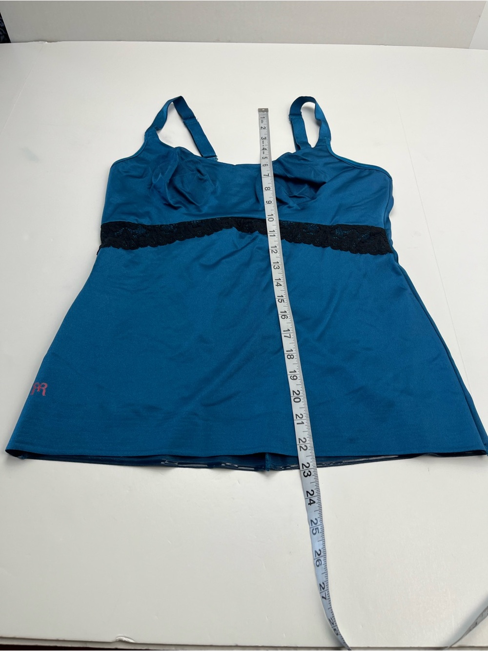 Ruby Ribbon Lace Cami Camisole Tank Top Size 40 Teal Blue Womens Style 3024 - Picture 5 of 7